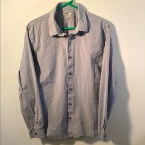 Express Casual Button Down Shirt - Light Gray